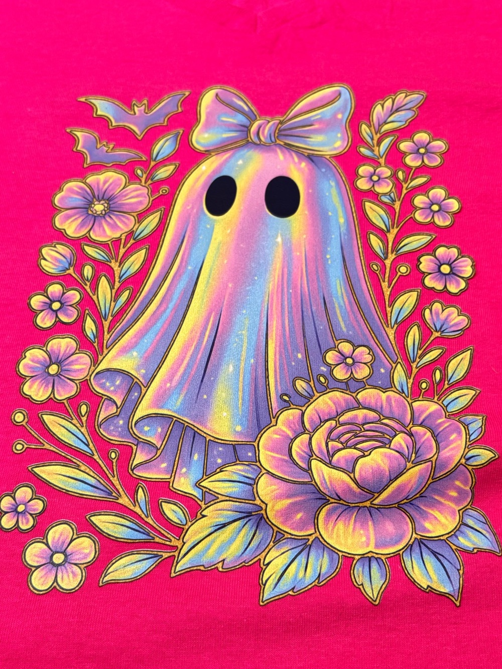 Ghost Floral Halloween Graphic T-Shirt